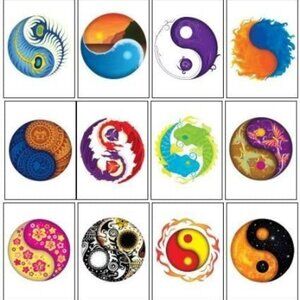 Ying Yang Temporary Tattoos - Set of 15